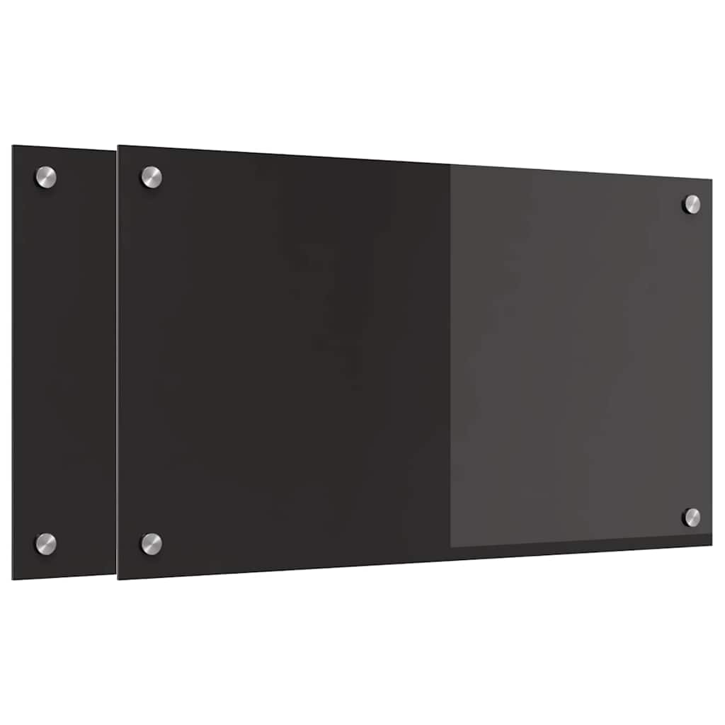 Schienale da cucina 2 pcs Nero 70 x 40 cm vetro temperato
