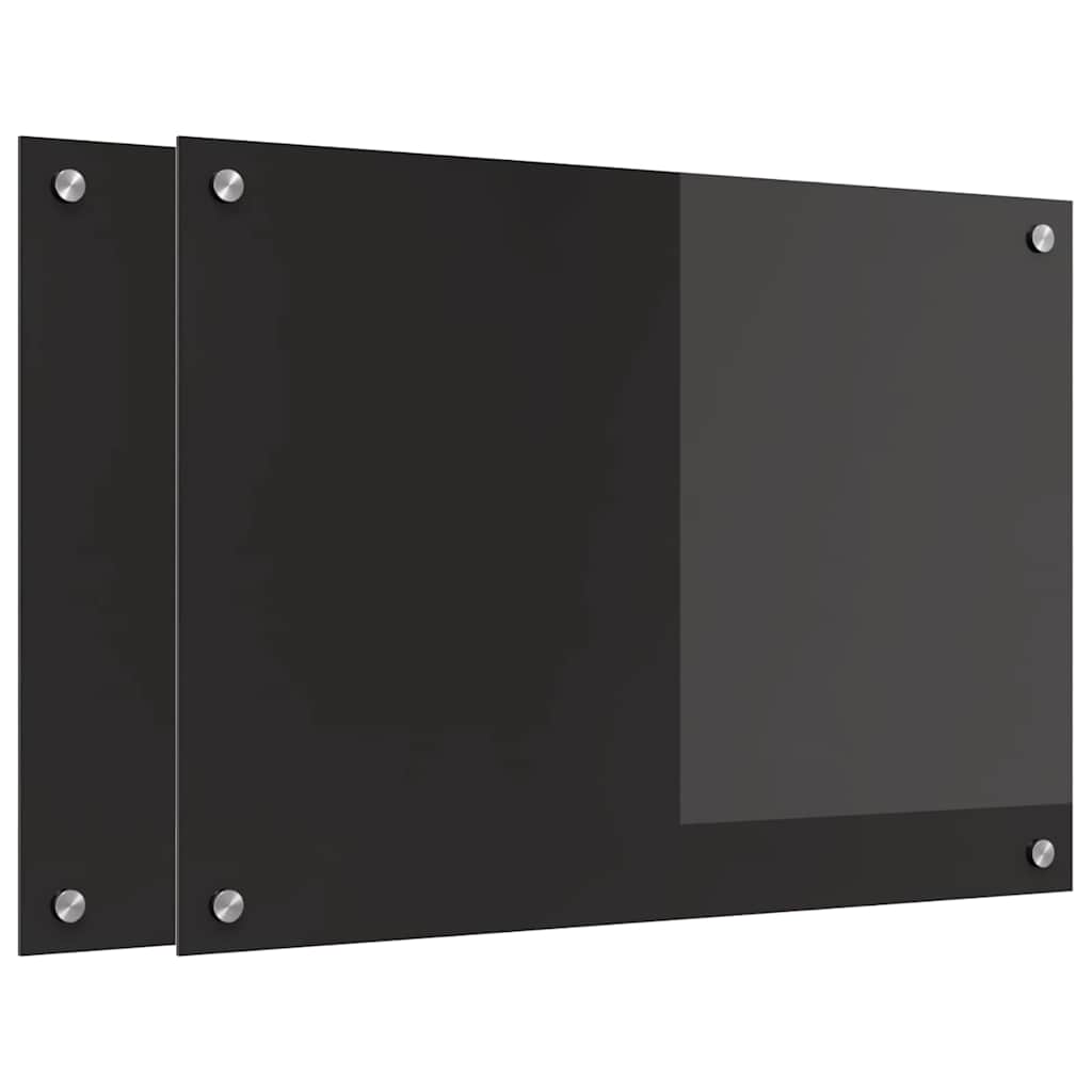 Schienale da cucina 2 pcs Nero 70 x 50 cm vetro temperato