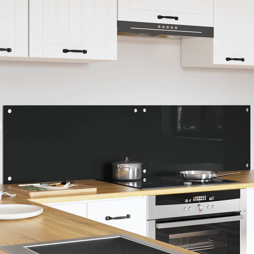 Schienale da cucina 2 pcs Nero 80 x 40 cm vetro temperato