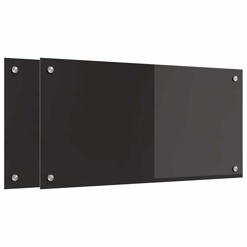 Schienale da cucina 2 pcs Nero 80 x 40 cm vetro temperato