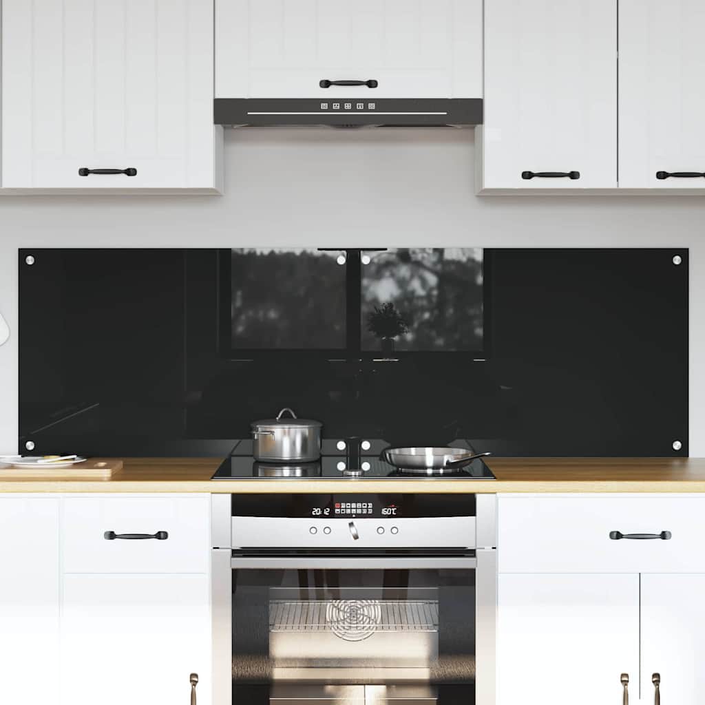 Schienale da cucina 2 pcs Nero 80 x 50 cm vetro temperato