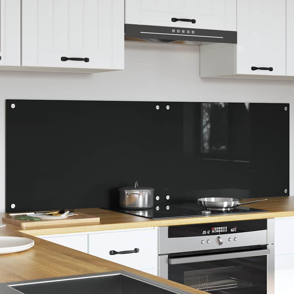 Schienale da cucina 2 pcs Nero 80 x 50 cm vetro temperato