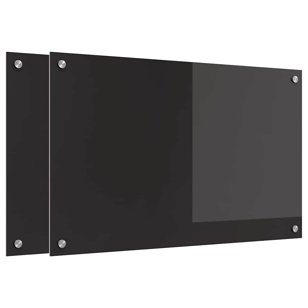 Schienale da cucina 2 pcs Nero 80 x 50 cm vetro temperato