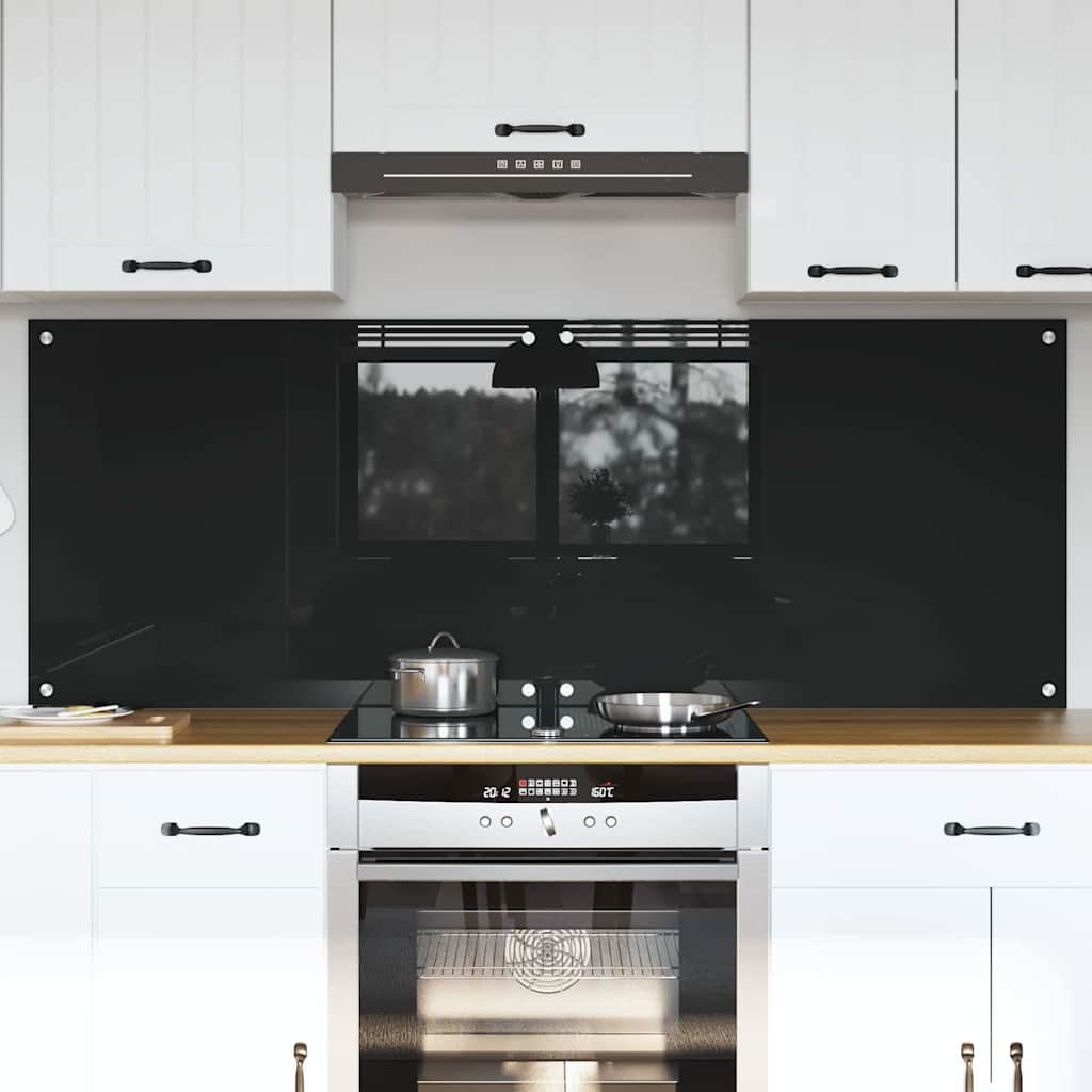 Schienale da cucina 2 pcs Nero 80 x 60 cm vetro temperato