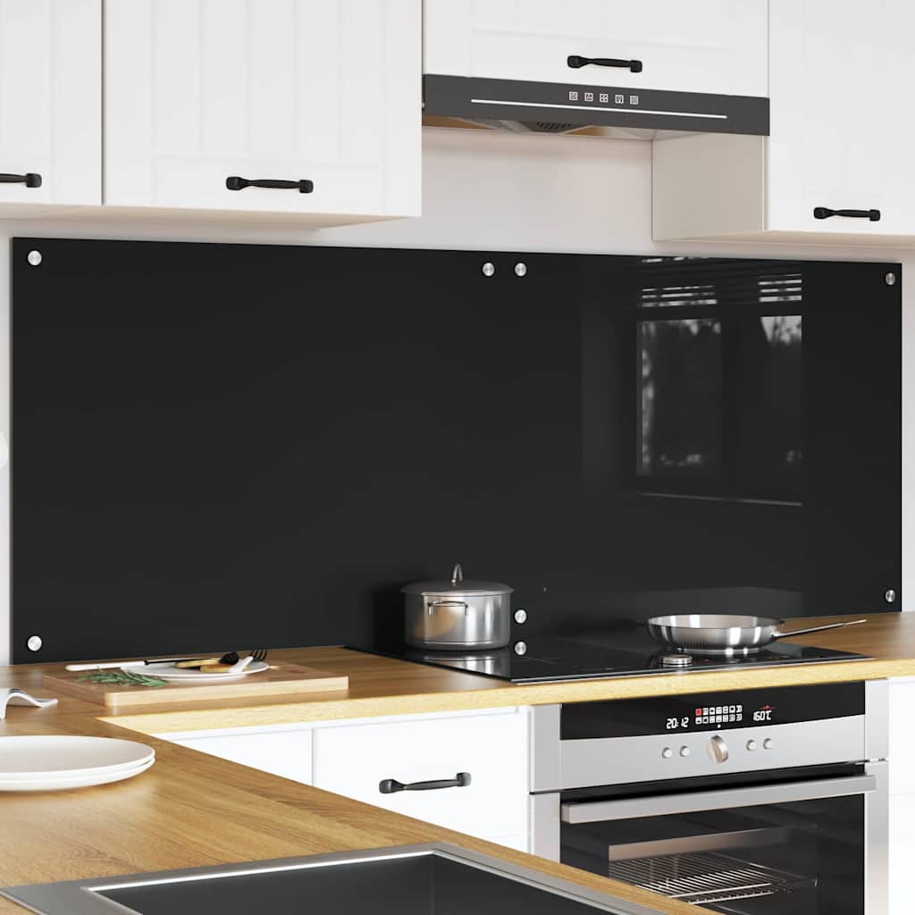 Schienale da cucina 2 pcs Nero 80 x 60 cm vetro temperato