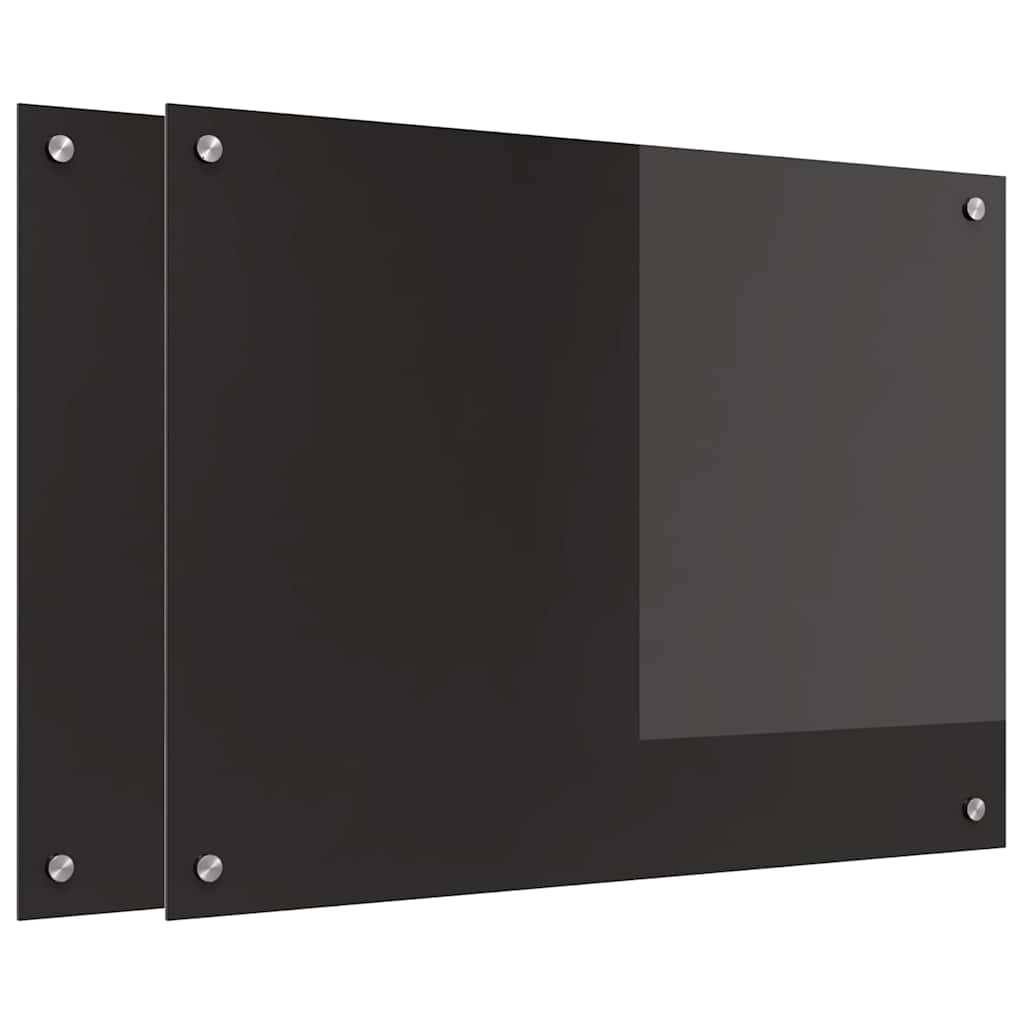 Schienale da cucina 2 pcs Nero 80 x 60 cm vetro temperato