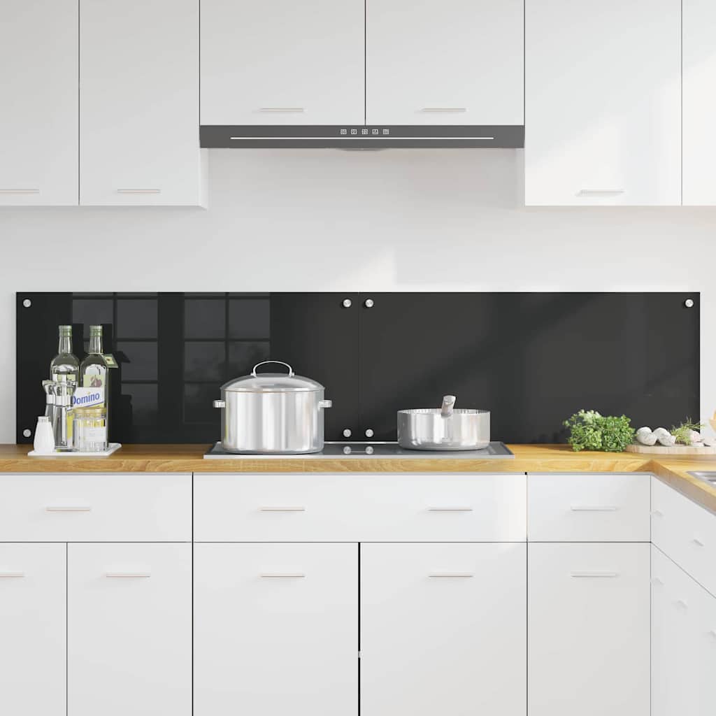 Schienale da cucina 2 pcs Nero 90 x 40 cm vetro temperato