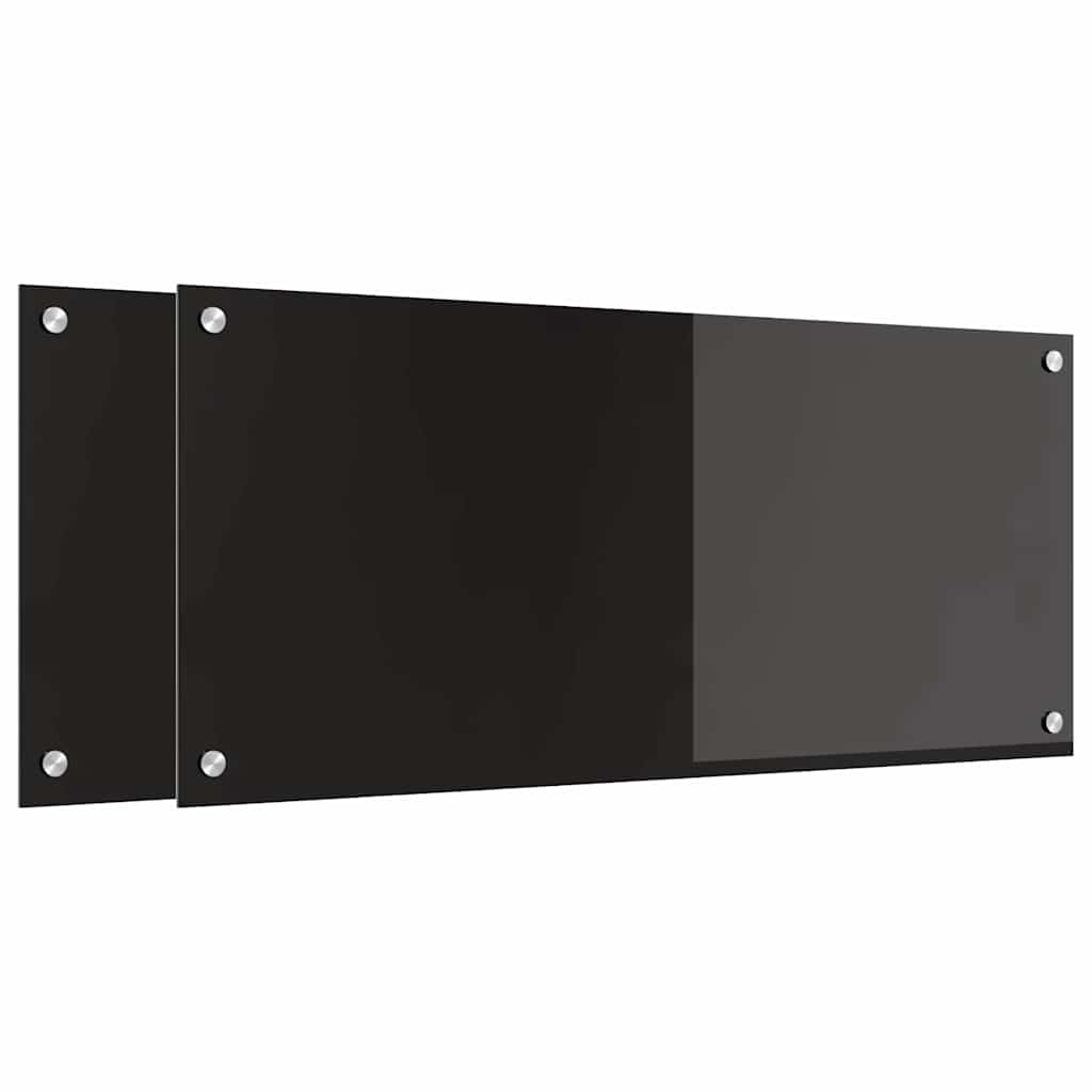 Schienale da cucina 2 pcs Nero 90 x 40 cm vetro temperato