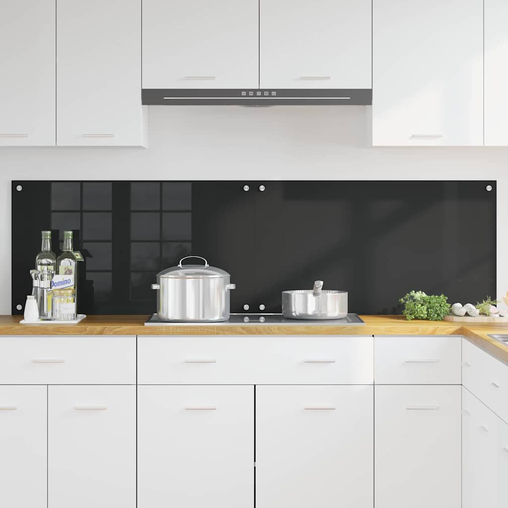Schienale da cucina 2 pcs Nero 90 x 50 cm vetro temperato