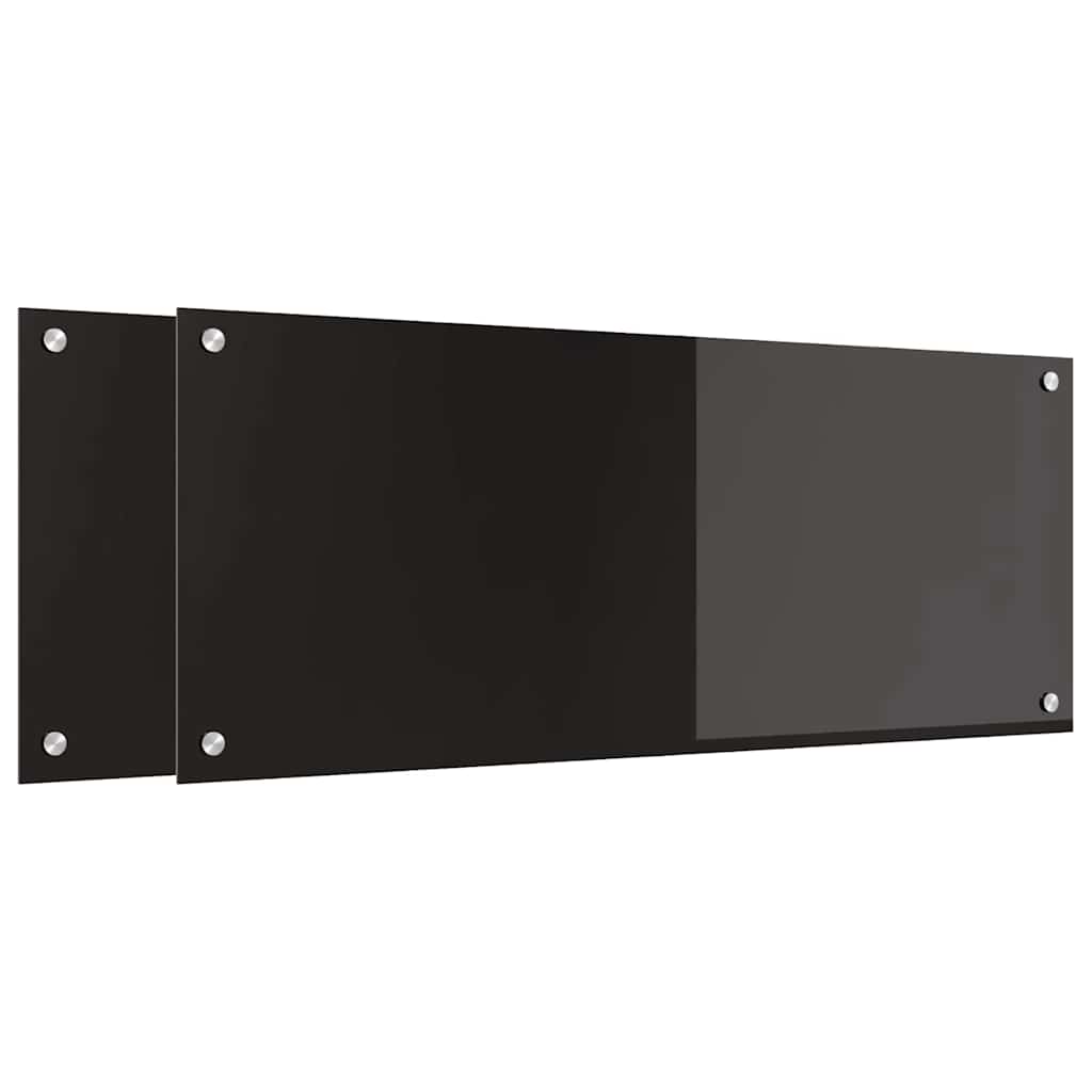 Schienale da cucina 2 pcs Nero 100 x 40 cm vetro temperato