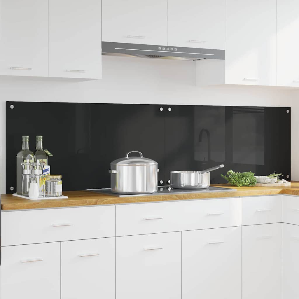 Schienale da cucina 2 pcs Nero 100 x 50 cm vetro temperato