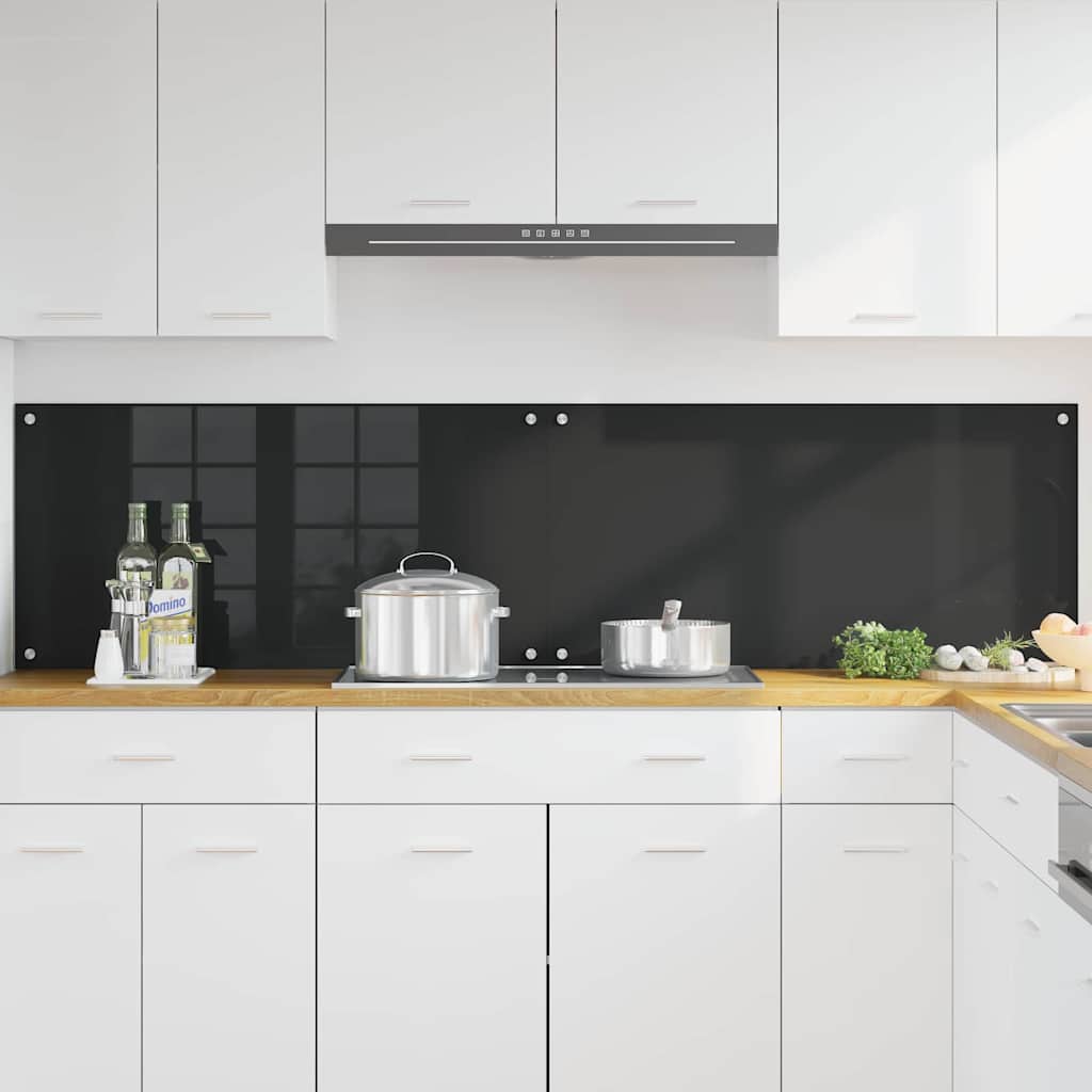 Schienale da cucina 2 pcs Nero 100 x 50 cm vetro temperato