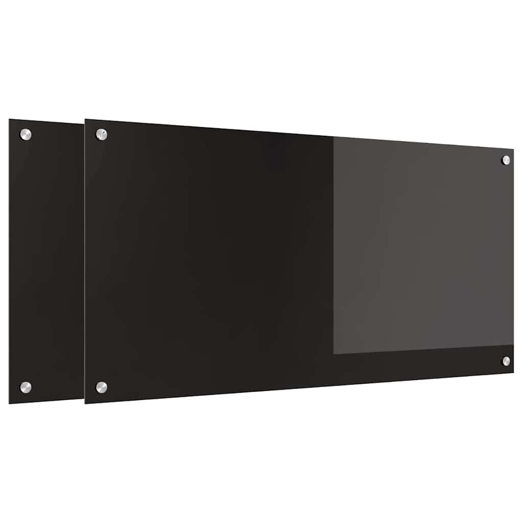 Schienale da cucina 2 pcs Nero 100 x 50 cm vetro temperato