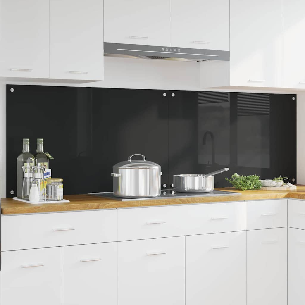 Schienale da cucina 2 pcs Nero 100 x 60 cm vetro temperato