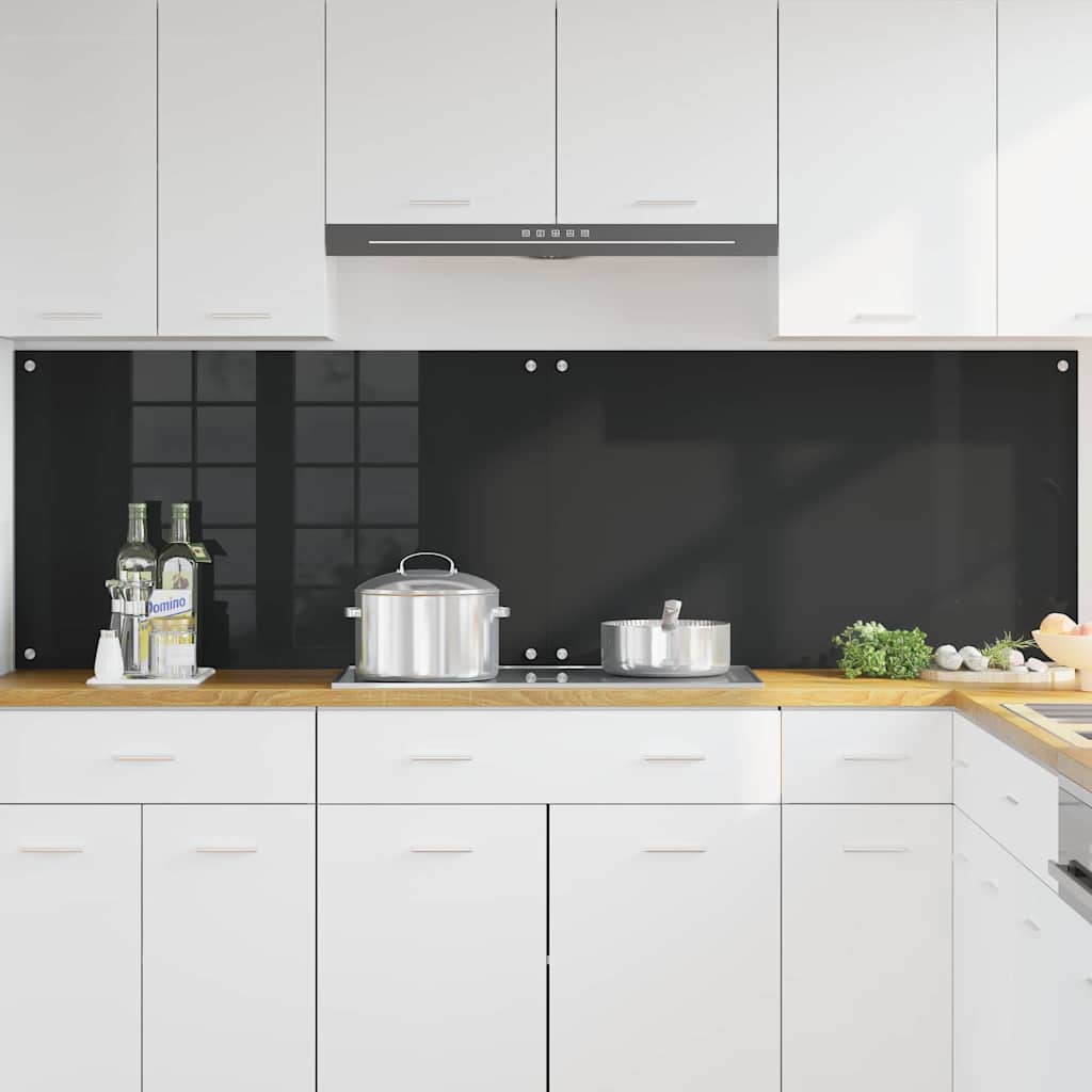 Schienale da cucina 2 pcs Nero 100 x 60 cm vetro temperato