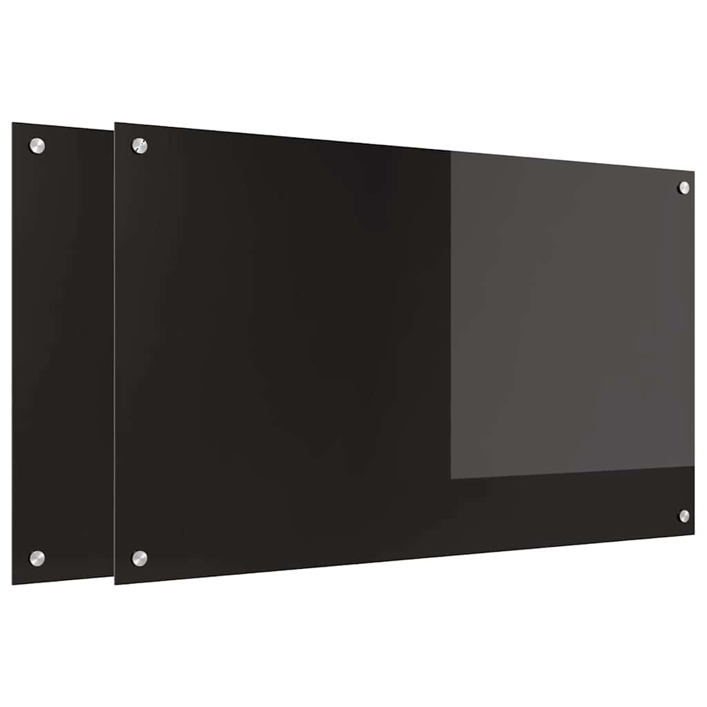 Schienale da cucina 2 pcs Nero 100 x 60 cm vetro temperato