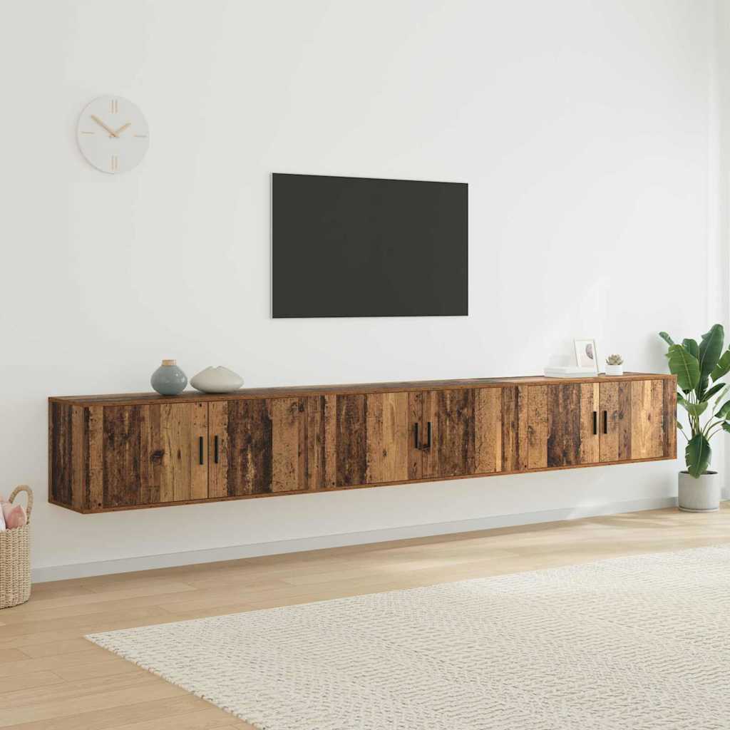 Set Mobile TV da Parete 3 pcs Legno vecchio 100 x 34,5 x 40 cm