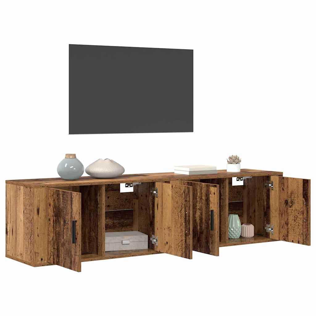 Set Mobile TV da Parete 2 pcs Legno vecchio 80 x 34,5 x 40 cm