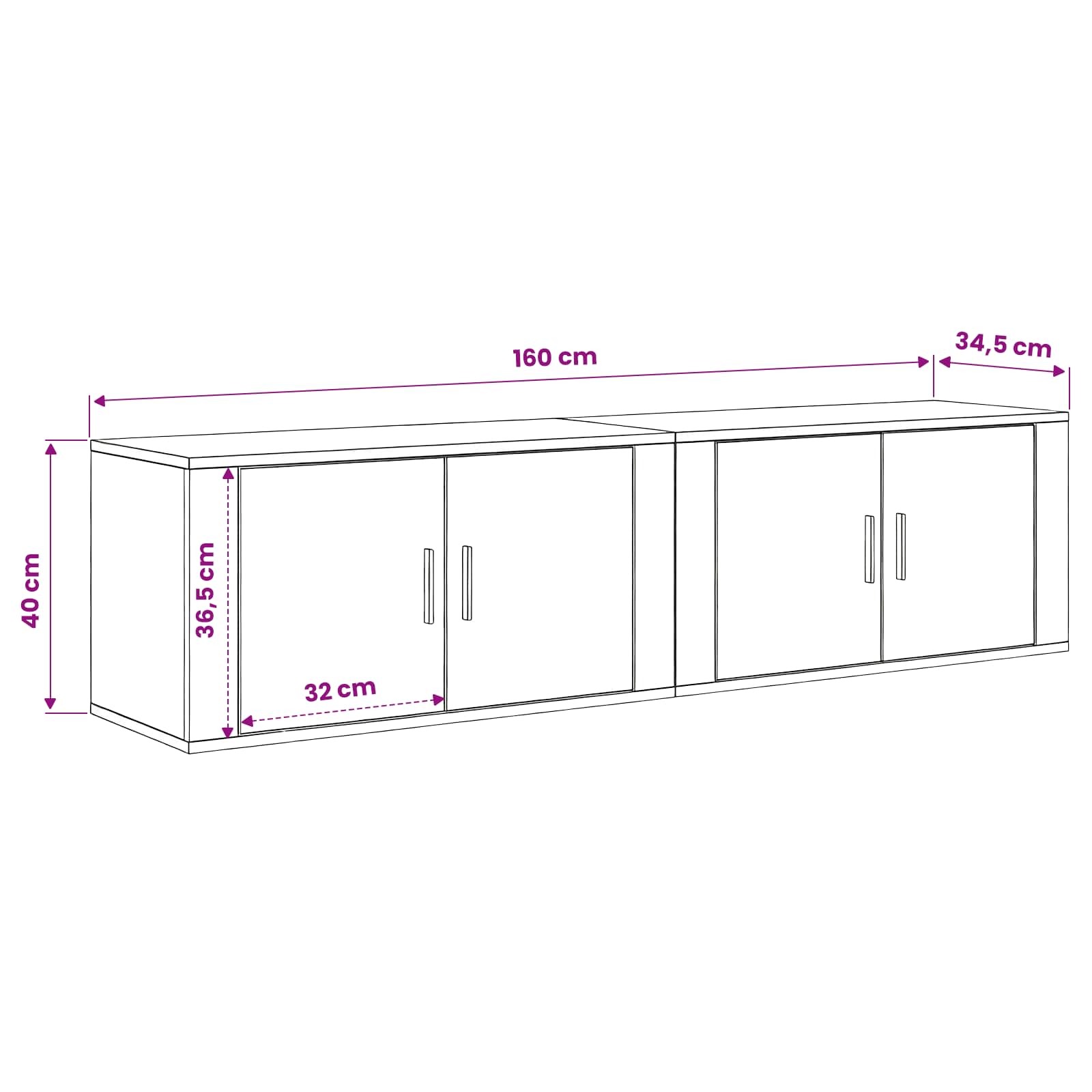 Set Mobile TV da Parete 2 pcs Legno vecchio 80 x 34,5 x 40 cm