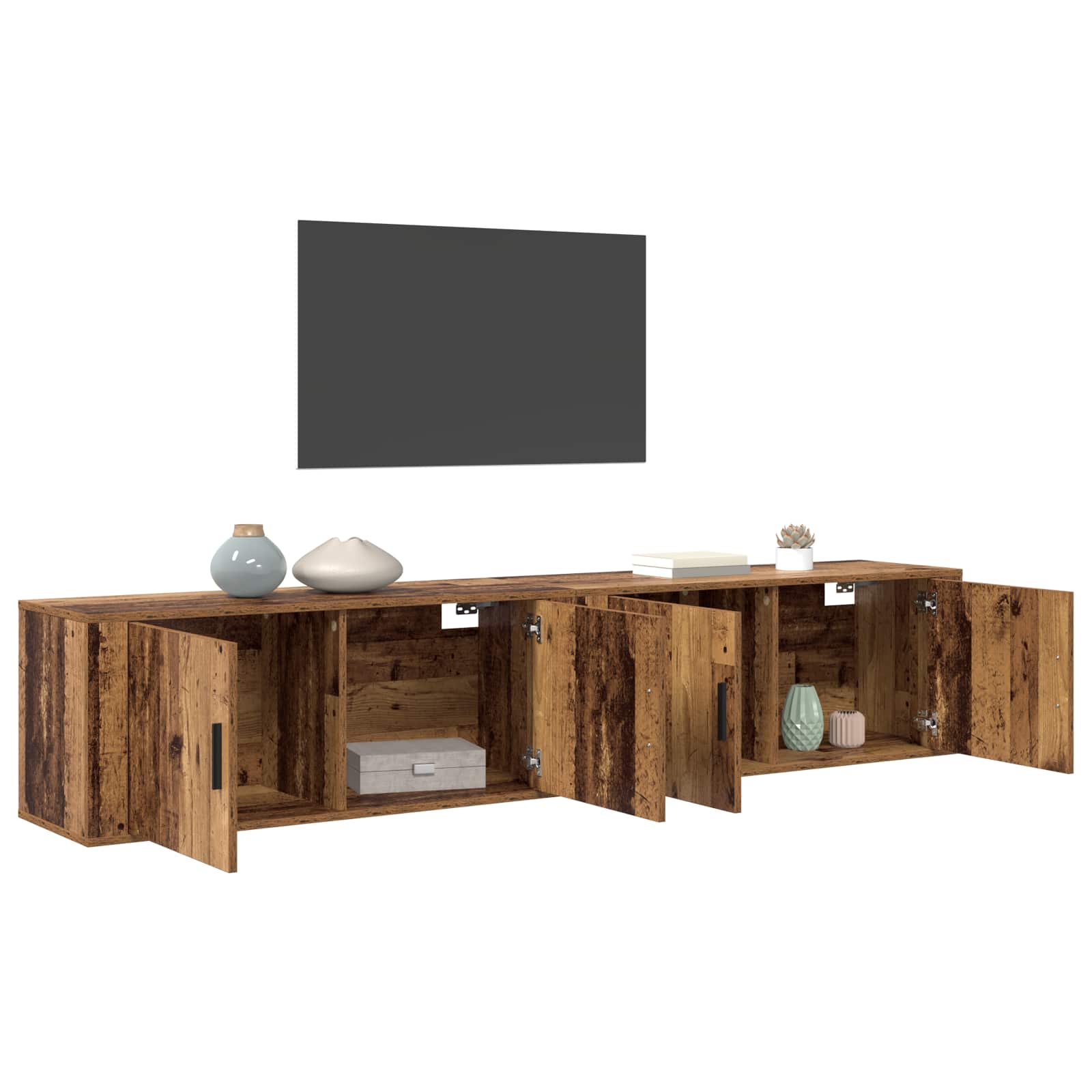 Set Mobile TV da Parete 2 pcs Legno vecchio 100 x 34,5 x 40 cm