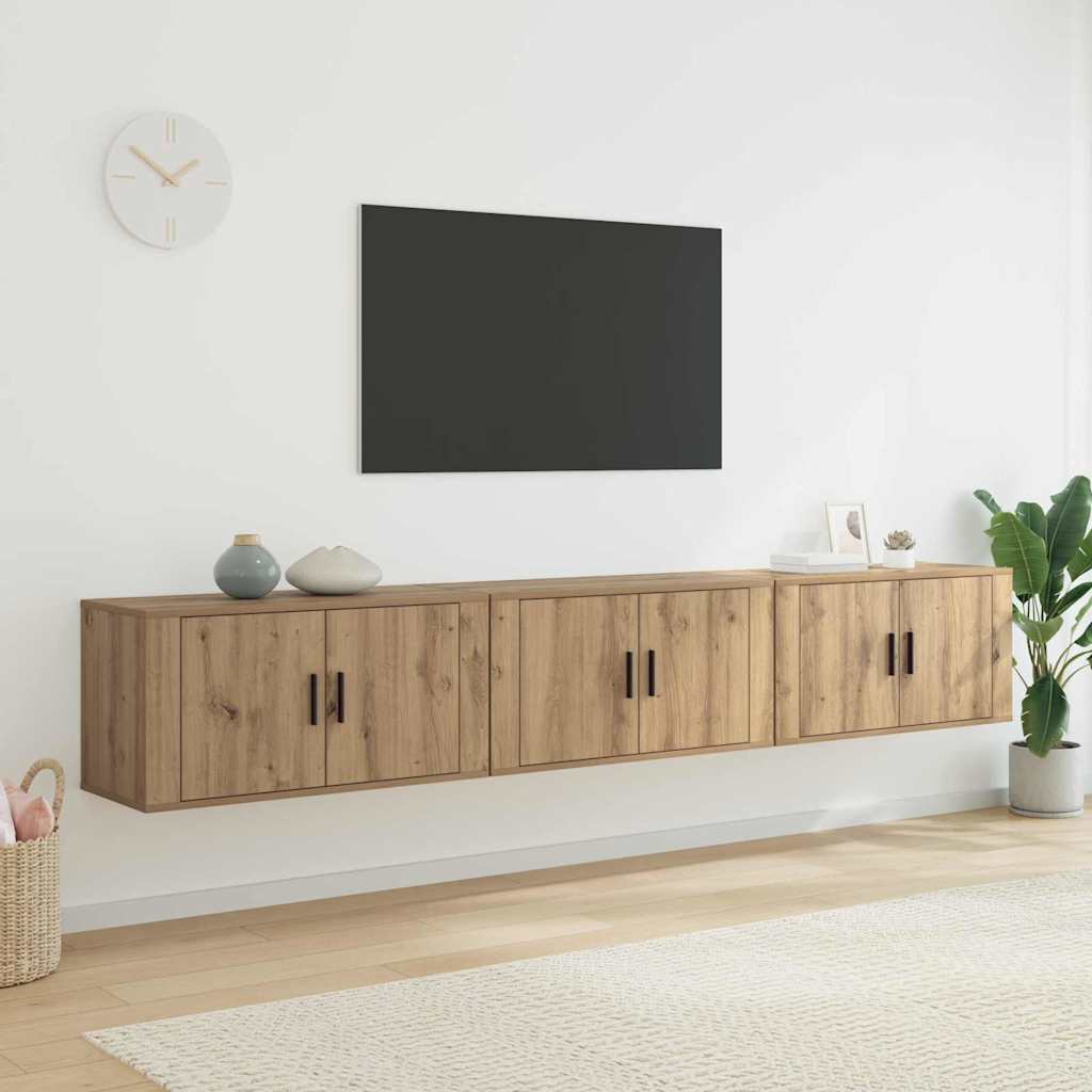 Set Mobile TV da Parete 3 pcs Rovere artigianale