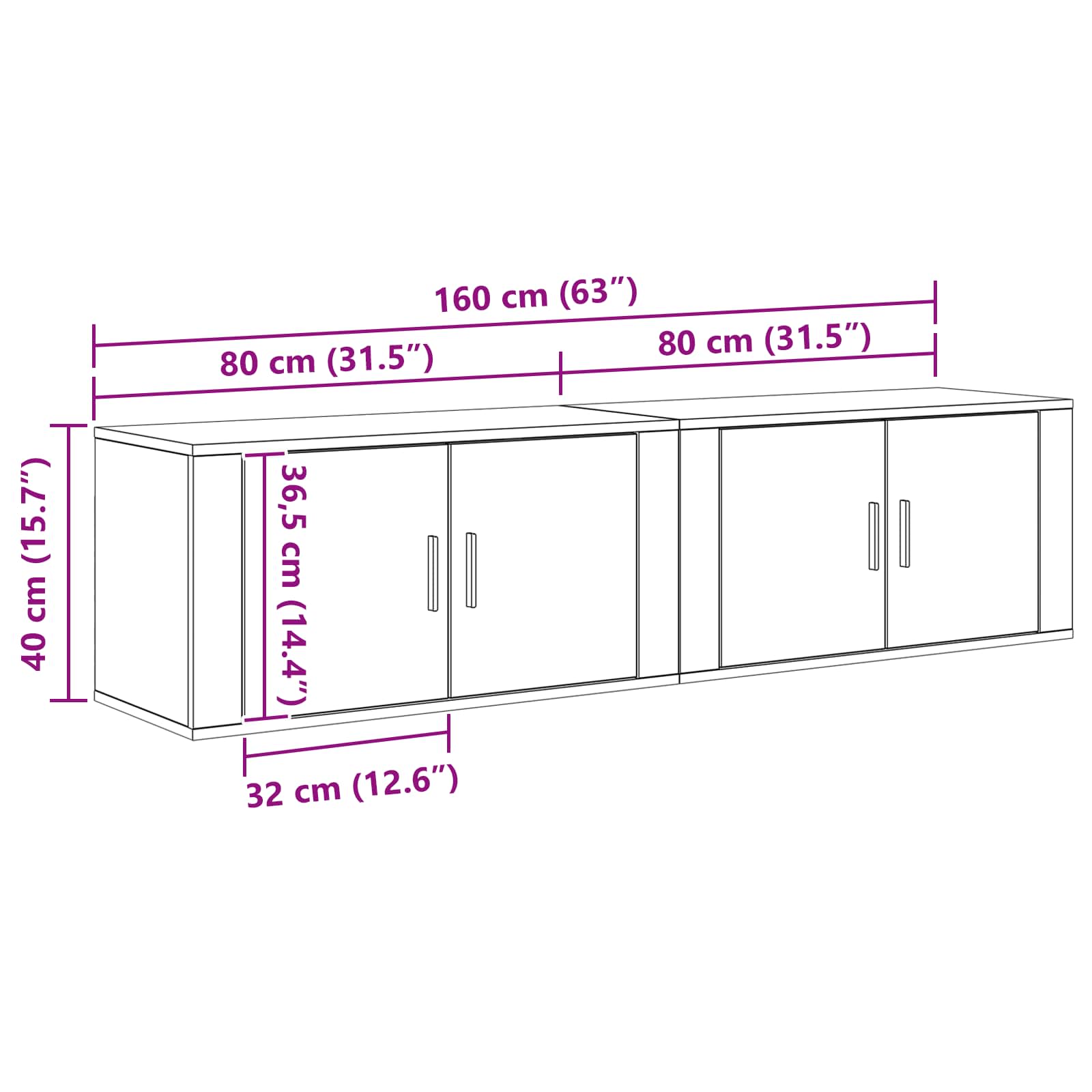 Set Mobile TV da Parete 2 pcs Rovere artigianale
