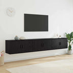 Set Mobile TV da Parete 3 pcs Rovere Nero 80 x 34,5 x 40 cm