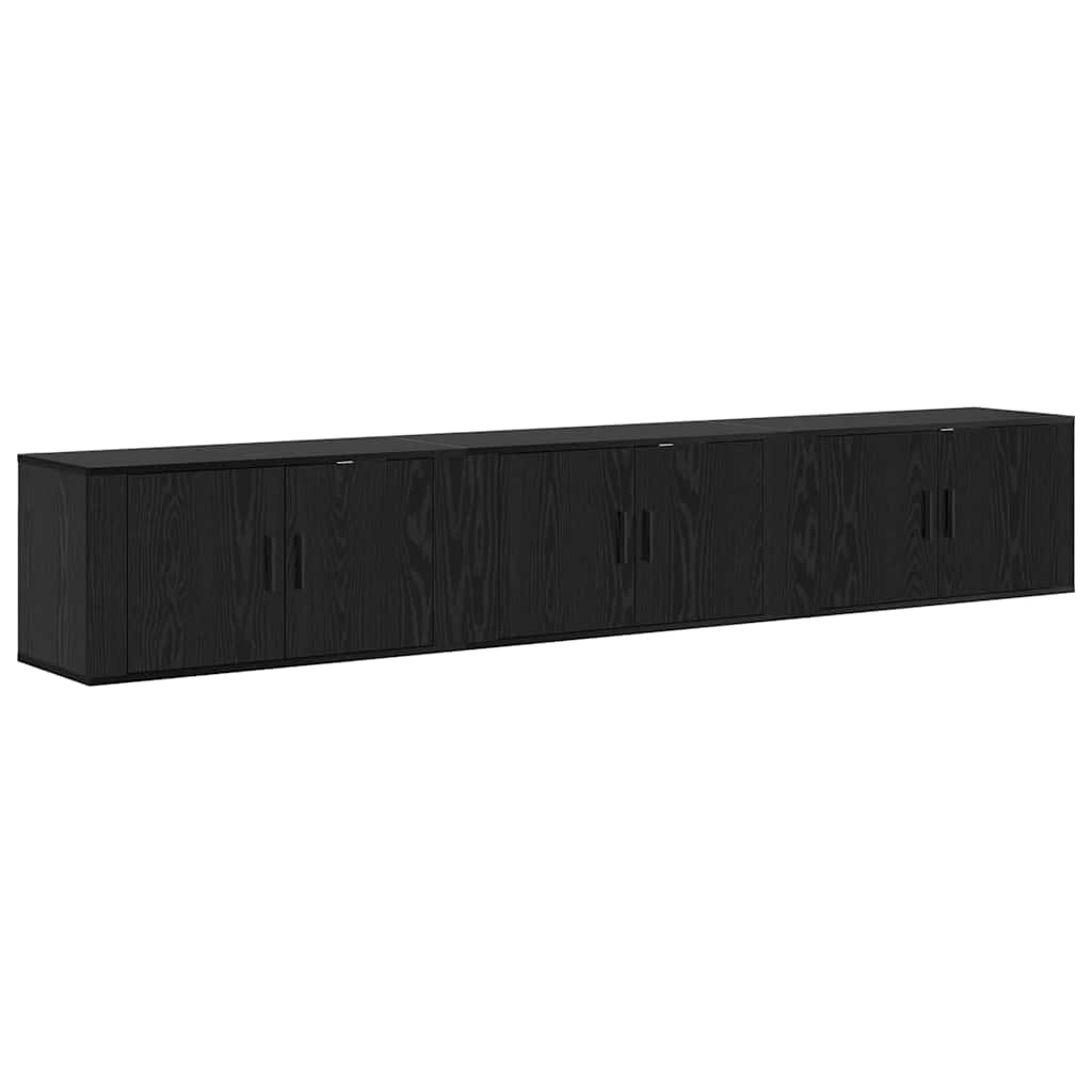 Set Mobile TV da Parete 3 pcs Rovere Nero 80 x 34,5 x 40 cm