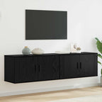 Set Mobile TV da Parete 2 pcs Rovere Nero 80 x 34,5 x 40 cm