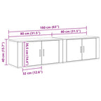 Set Mobile TV da Parete 2 pcs Rovere Nero 80 x 34,5 x 40 cm