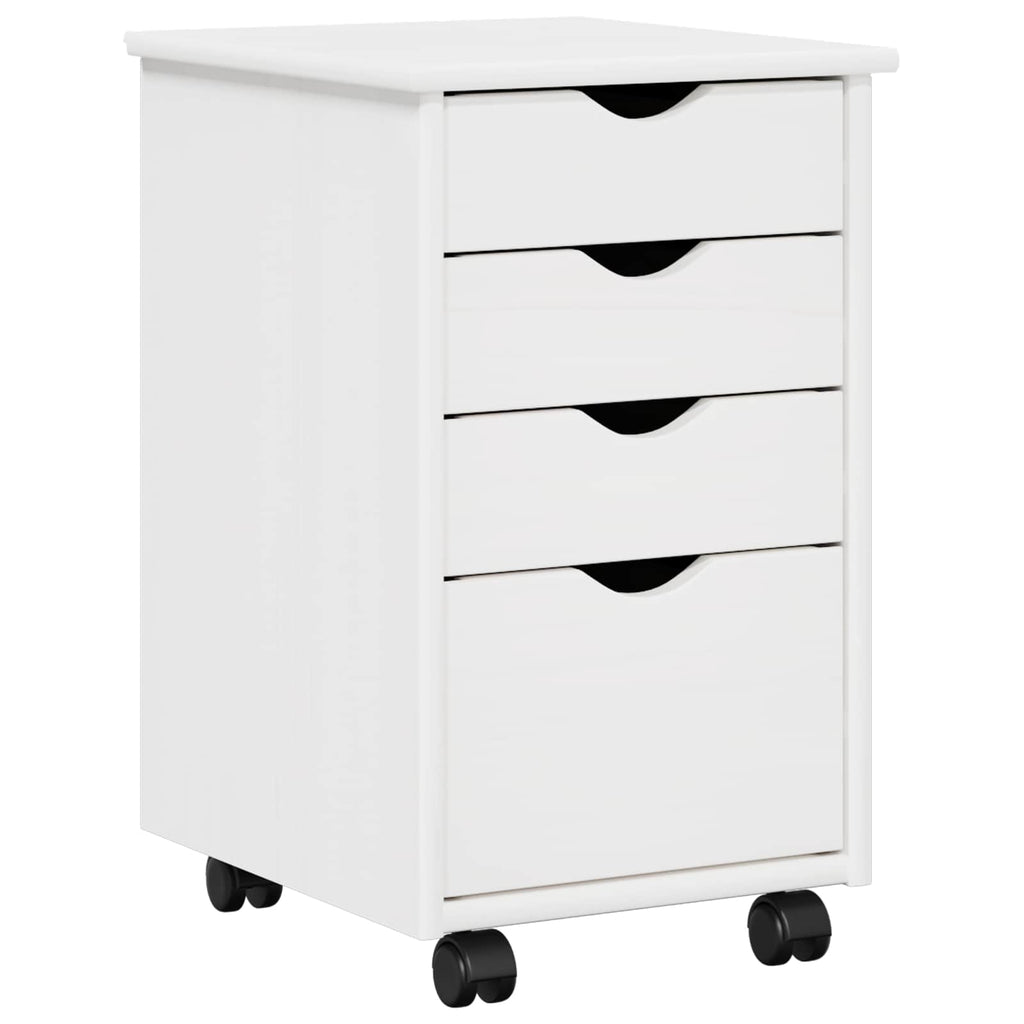 Mobile con Ruote Bianco 34 x 39 x 56 cm Legno di pino massiccio