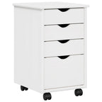Mobile con Ruote Bianco 34 x 39 x 56 cm Legno di pino massiccio