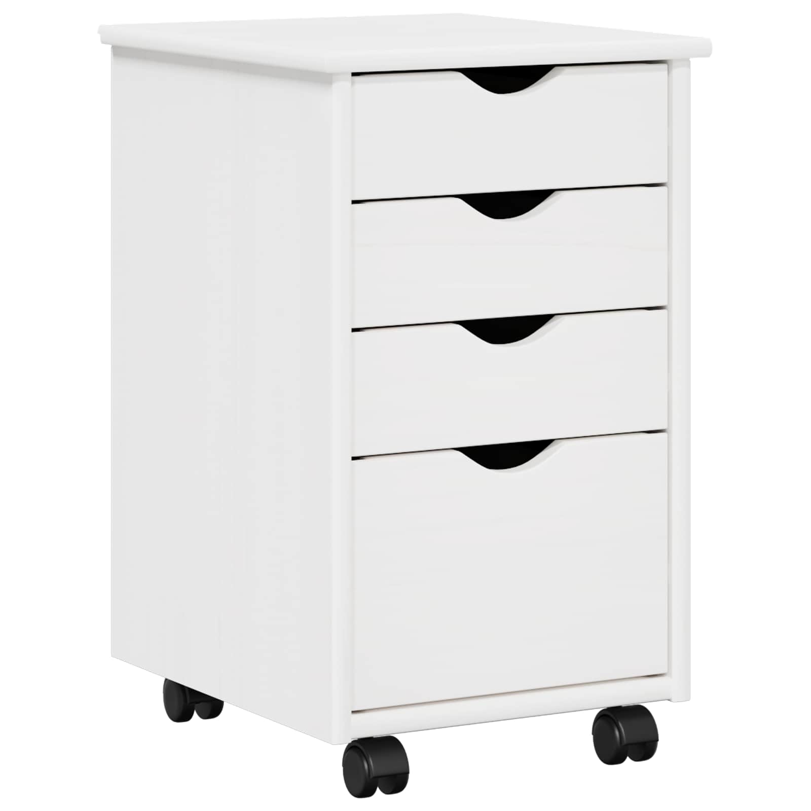 Mobile con Ruote Bianco 34 x 39 x 56 cm Legno di pino massiccio