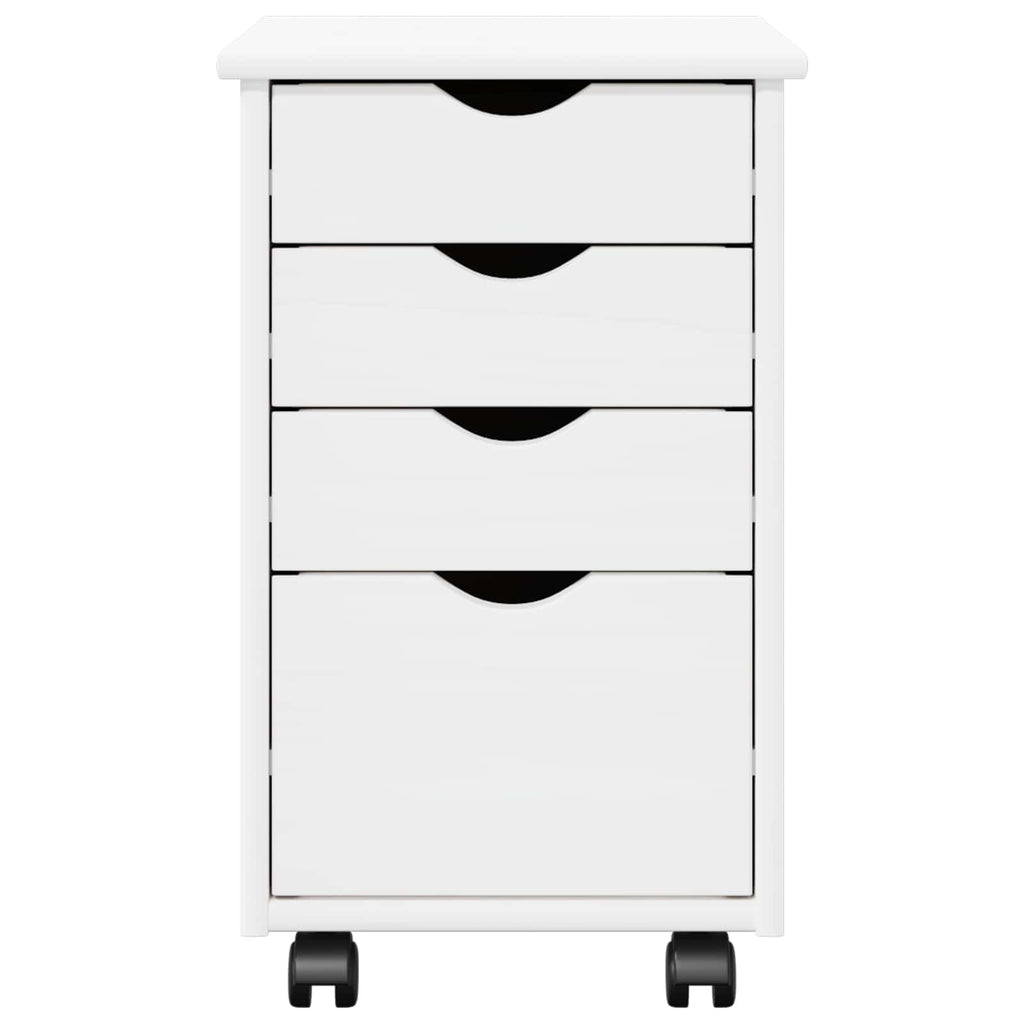 Mobile con Ruote Bianco 34 x 39 x 56 cm Legno di pino massiccio