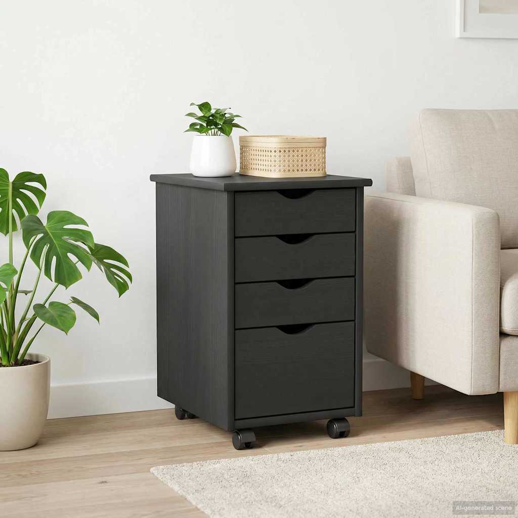Mobile con Ruote Grigio 34 x 39 x 56 cm Legno di pino massiccio