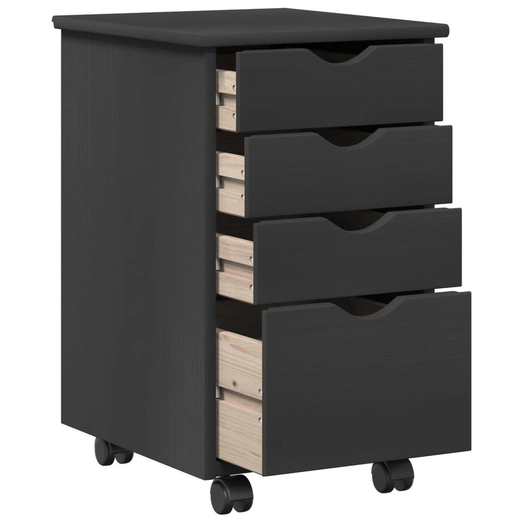 Mobile con Ruote Grigio 34 x 39 x 56 cm Legno di pino massiccio