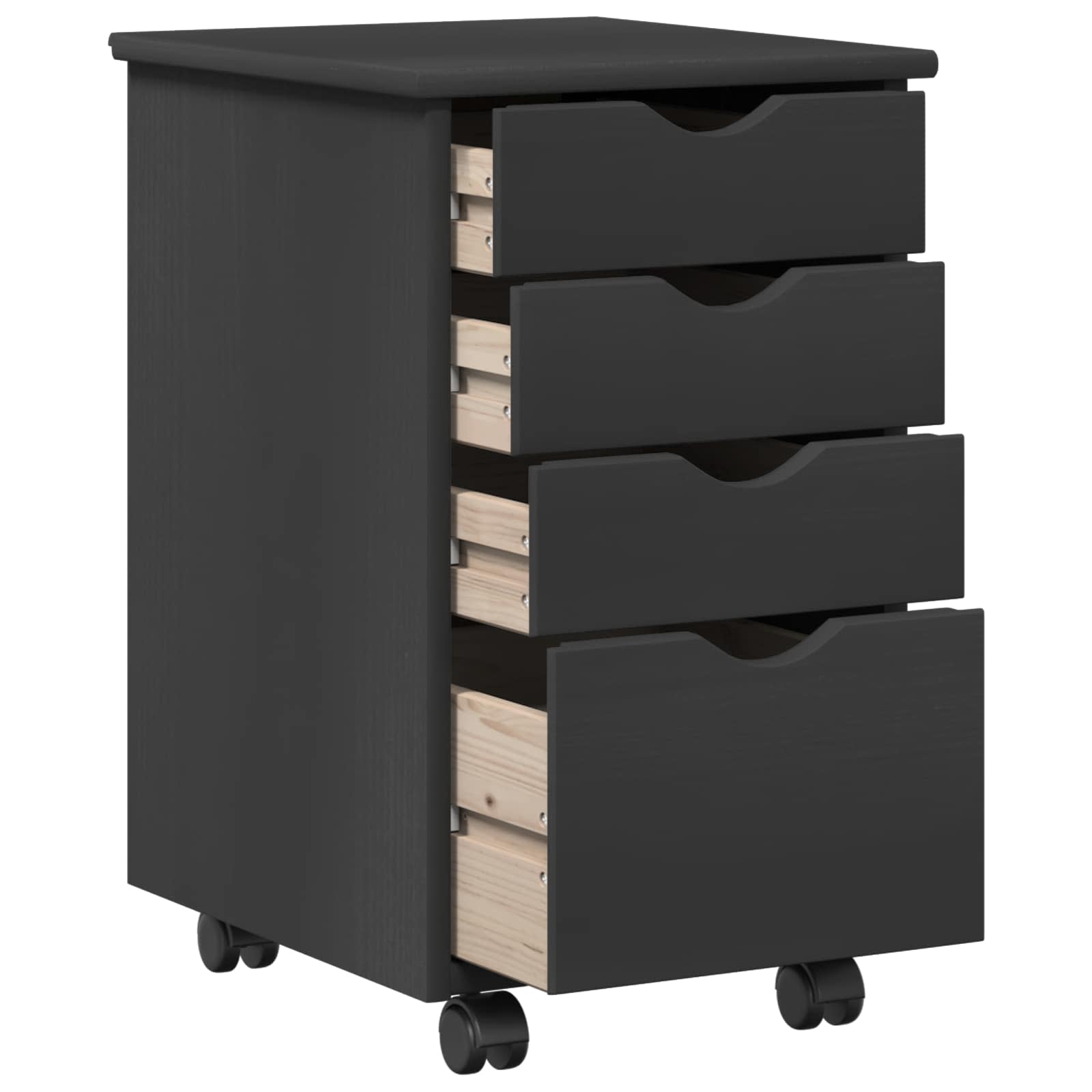 Mobile con Ruote Grigio 34 x 39 x 56 cm Legno di pino massiccio