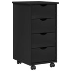 Mobile con Ruote Nero 34 x 39 x 65,5 cm Legno di Pino Massello