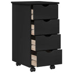 Mobile con Ruote Nero 34 x 39 x 65,5 cm Legno di Pino Massello