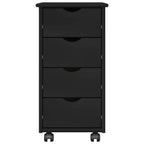 Mobile con Ruote Nero 34 x 39 x 65,5 cm Legno di Pino Massello