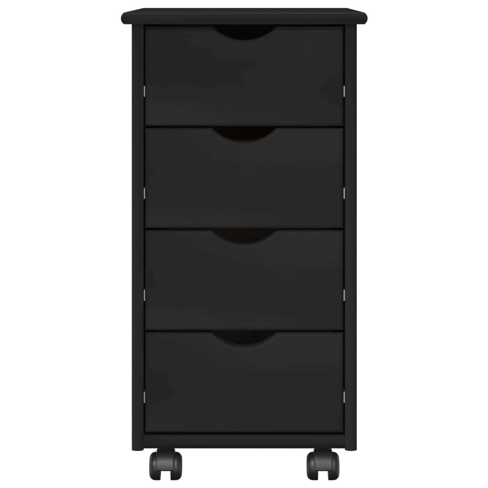 Mobile con Ruote Nero 34 x 39 x 65,5 cm Legno di Pino Massello
