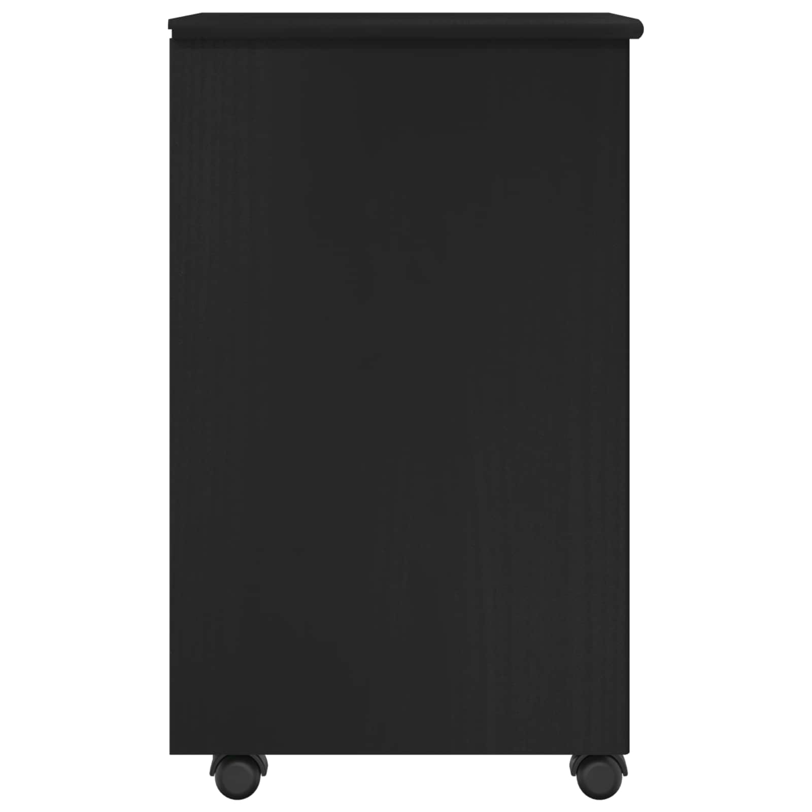 Mobile con Ruote Nero 34 x 39 x 65,5 cm Legno di Pino Massello