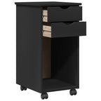 Mobile con Ruote Nero 34 x 39 x 65,5 cm Legno di pino massiccio