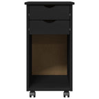Mobile con Ruote Nero 34 x 39 x 65,5 cm Legno di pino massiccio