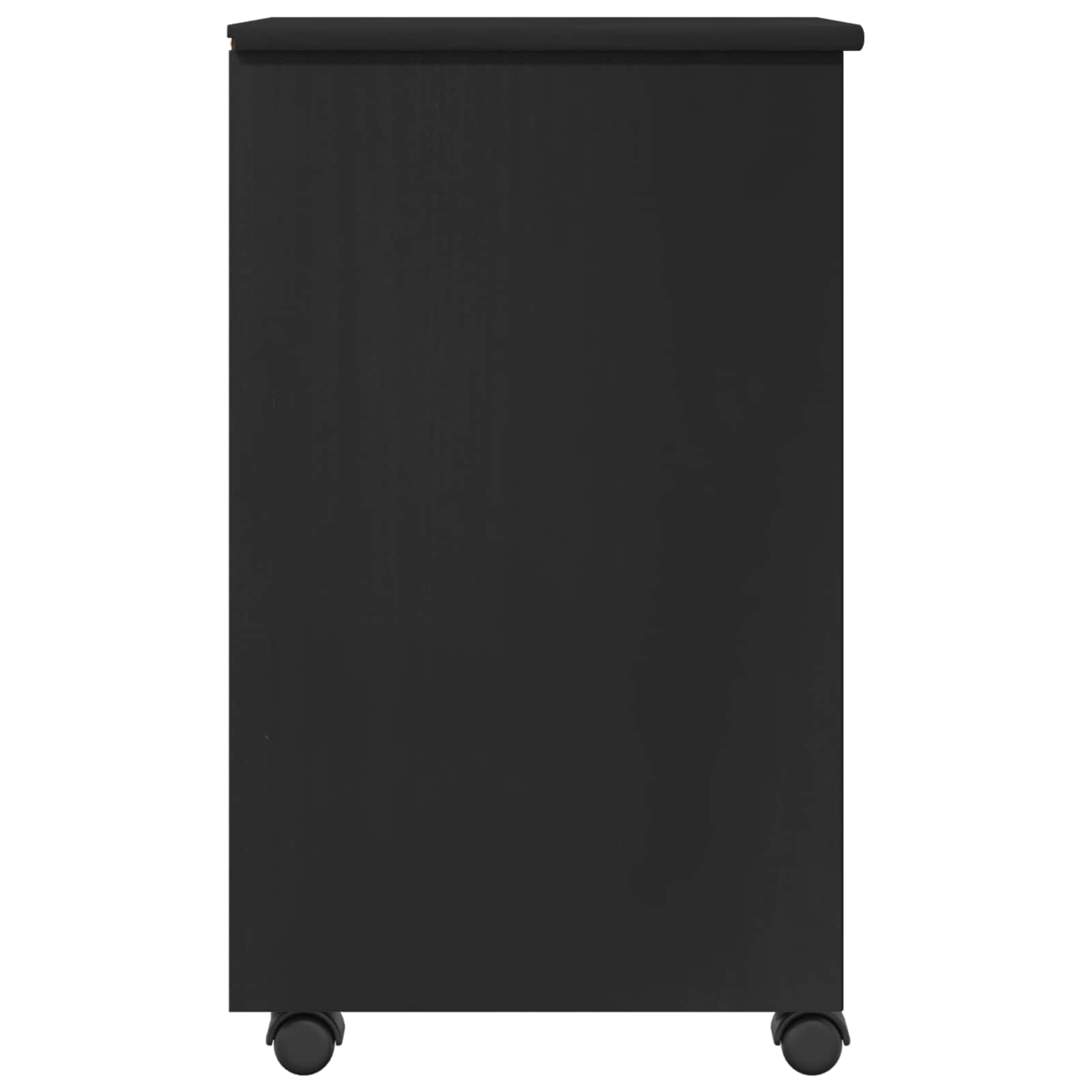 Mobile con Ruote Nero 34 x 39 x 65,5 cm Legno di pino massiccio