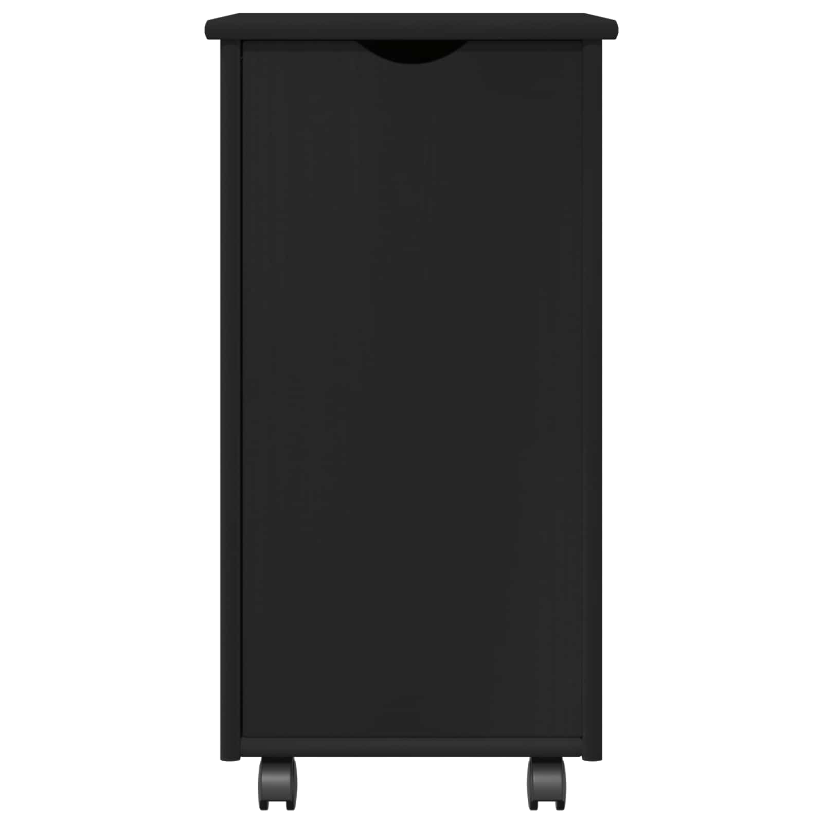 Mobile con Ruote Nero 34 x 39 x 65,5 cm Legno di Pino Massello