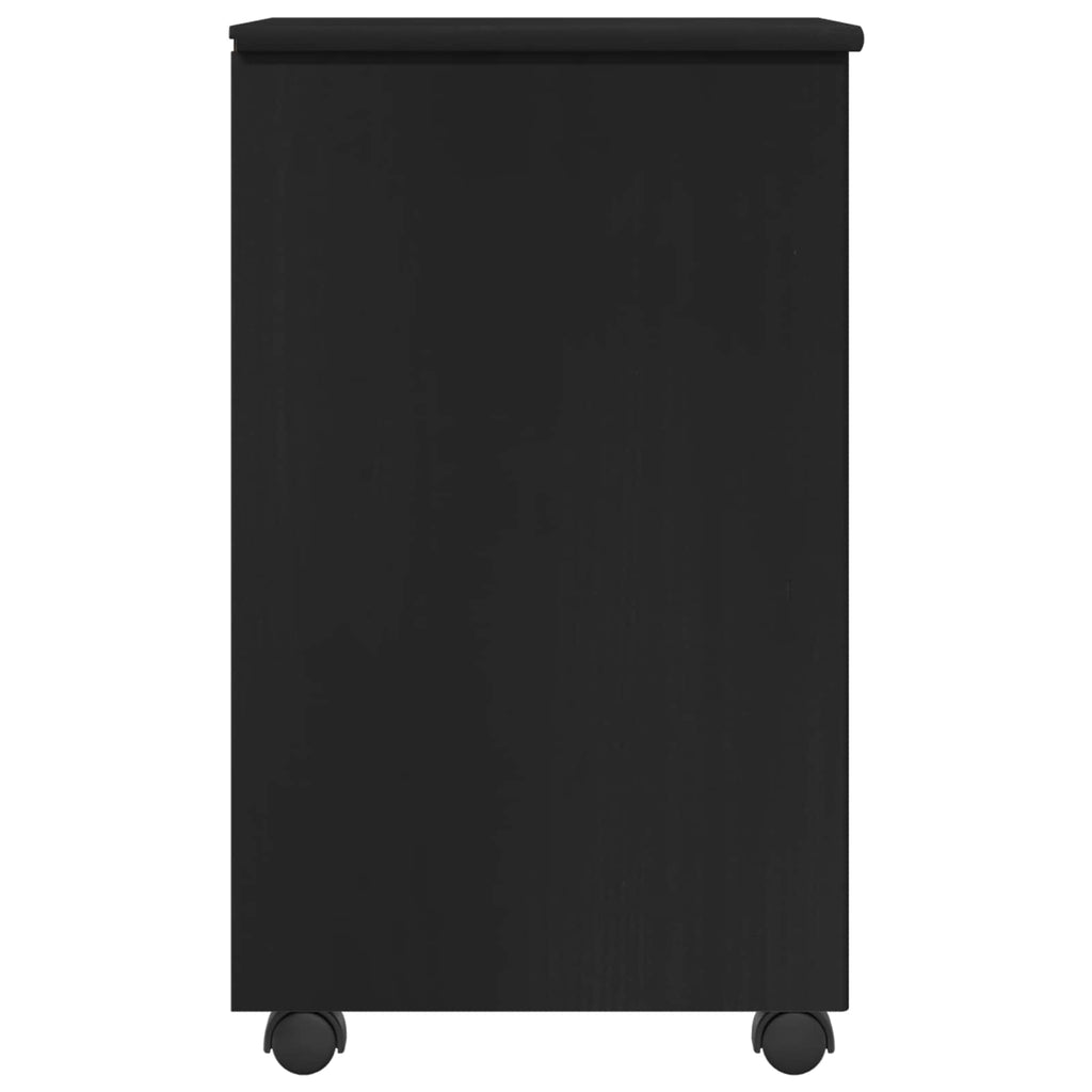 Mobile con Ruote Nero 34 x 39 x 65,5 cm Legno di Pino Massello