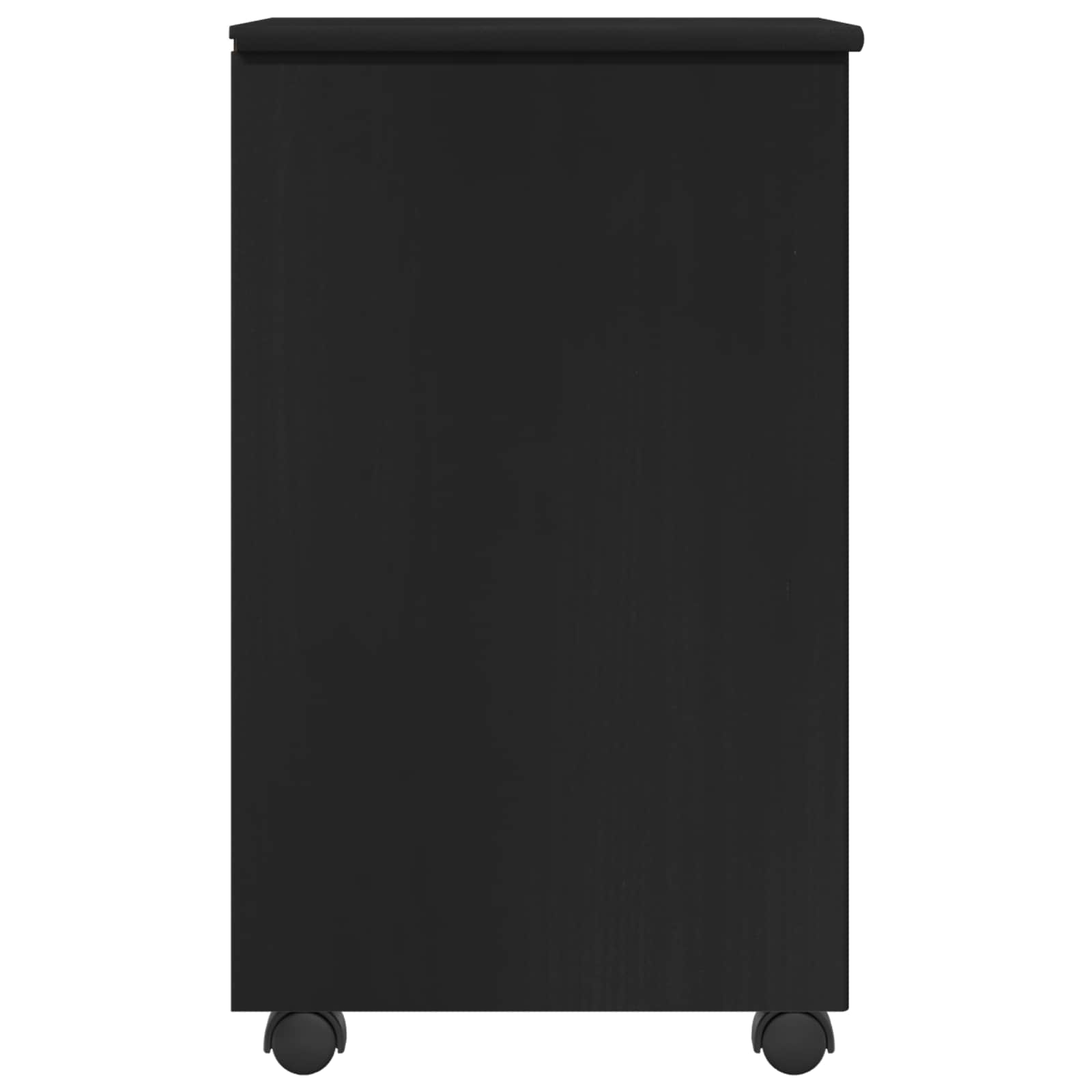 Mobile con Ruote Nero 34 x 39 x 65,5 cm Legno di Pino Massello