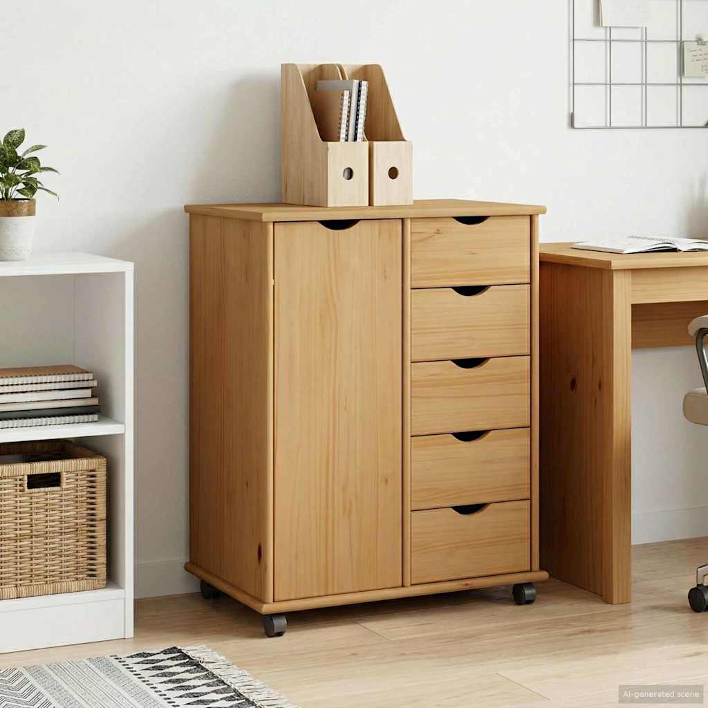 Mobile con Ruote con ruota Marrone miele 63,5 x 39 x 79 cm