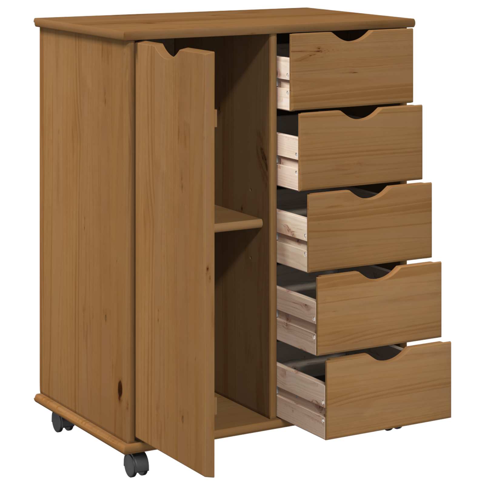 Mobile con Ruote con ruota Marrone miele 63,5 x 39 x 79 cm